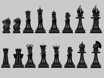 Chess pieces art character chess design dragon eagle gameofthrones horse king knight princess queen