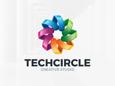 Tech Circle Logo Template 3d branding colorful fan logo sale symmetry vector