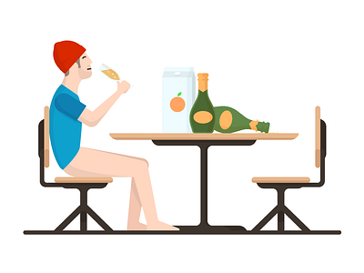 Bottomless Mimosas champagne hipster illustration mimosa orange juice table