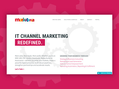 Marketopia Agency Redesign agency design gears marketing pink tech agency web wordpress