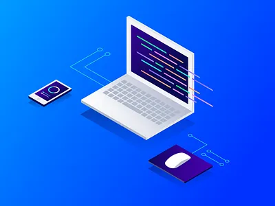 Engineering Illo careers coding development engineering gradient illustration isometric
