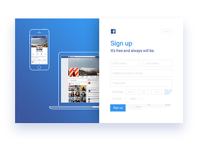 Daily UI #003 Landing Page daily dailyui design facebook landing page signup splitscreen ui web