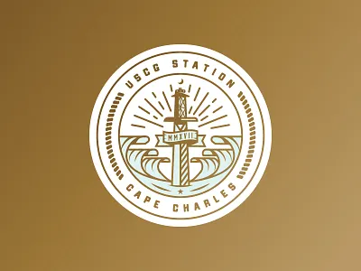 USCG Station Cape Charles badge coast guard coin logo military nautical sea seal station sword waves