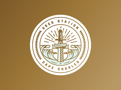 USCG Station Cape Charles badge coast guard coin logo military nautical sea seal station sword waves