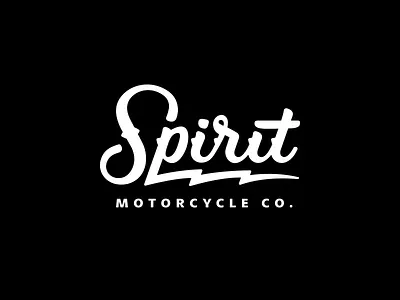 Spirit Motorcycle Co. Logo drawn electric hand lettering lightning mark motorcycle script word