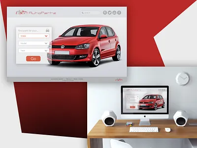Autopartz auto cars cta landing page minimalist opacity red