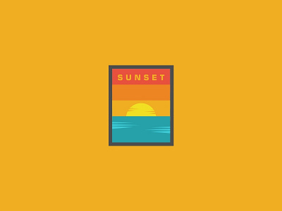 Sunset beach illustration logo sunrise sunset