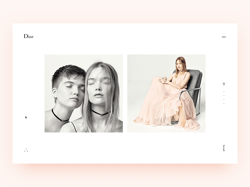 Dior animation design desktop exploded fashion interaction minimal pure site ui ux web