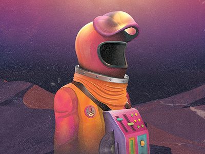 Astronaut illustration disco gradient illustration orange space purple retro totushi