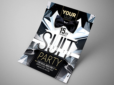 Suit And Tie party flyer club event flyer gentelman men party music party suit tie