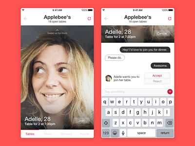 "Join my table" app - Needs a name still... (help?) app chat dating food ios messaging ui ux