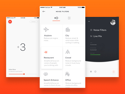 Here One - Filters app audio clean here one ios list menu music orange simple ui