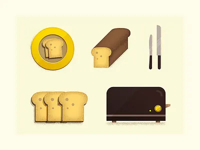 Bread toast illustration bread breakfast flat grain illustration illustrator plate style toast