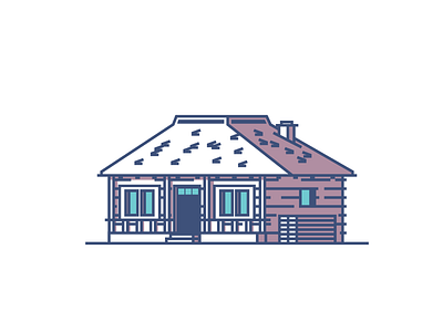 Romanian House graphic design house icon illustration line minima simple villa windows