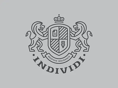 Individi board broker crown design individi insurance lion logo paper pen