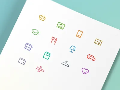 Icons. Sberbank Online banking colors finance icons outline