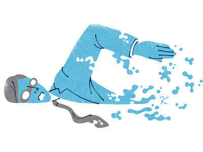 Swimming editorial fashion illustration