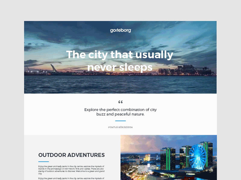 Gothenburg Web - Cinemagraph animation cinemagraph city daily ui design flat mobile responsive test ui ux web