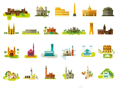 City Monuments city design icons illustration map mediterraneo monuments rebombo rebomboestudio spain turism
