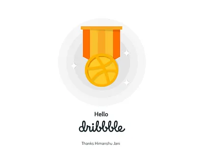 Hello Dribbble! celebration champion debut dribbble first first shot hello medal minimal ripple sparkle victory