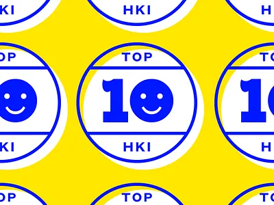 Wolt TOP-10 Helsinki badge blue helsinki hki offset smiley symbol top top 10 white wolt yellow