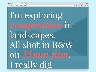 Big type overlay big type contrast modal window serif typography