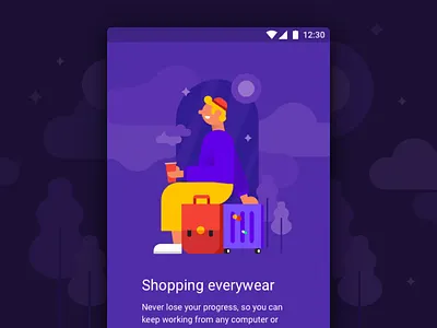 Material Design Kit app cartoon material design purple sign in sign up template travel walkthrough
