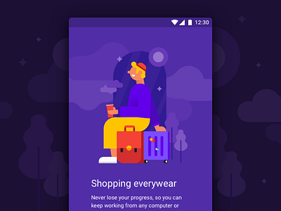 Material Design Kit app cartoon material design purple sign in sign up template travel walkthrough