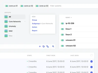 Unomaly UI button dropdown icons inputs menu search table tags