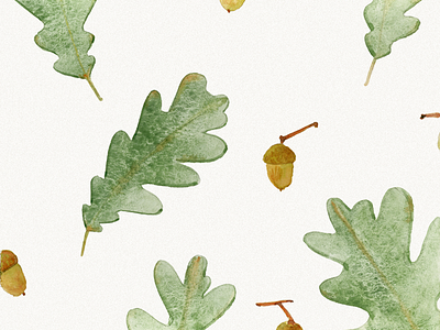 Floral pattern. Oak leaves with acorns acorn botanical fabrics floral green illustration leaves oak pattern spring wallpaper watercolor