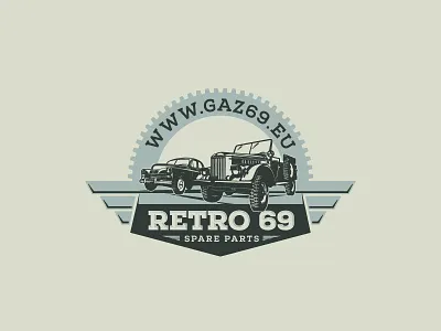 Logo design of vintage soviet cars gaz gaz 69 icon login m20 pobeda retro soviet soviet car spare parts vintage car