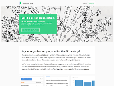 Responsive Pulse landing page analytics green landing page