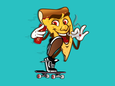 Pizza Slice graphics illustration pizza skateboarding vector design