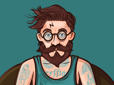 Hipster Potter character design drawing fan art harry potter hipster illustration jk magic rowling vector