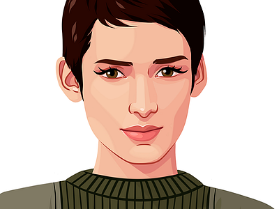 Winona Ryder art beautiful digital art drawing face fashion illustration photoshop portrait short hair woman