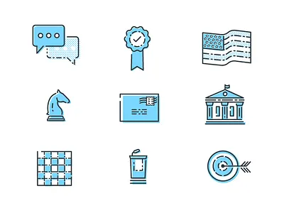 Political Potential Icon Set - Work In Progress building chess dartboard flag government icon icon set knight mail podium politics ribbon