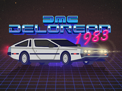 DMC Delorean 1983 1983 80s back to the future delorean flat design illustration marty mcfly