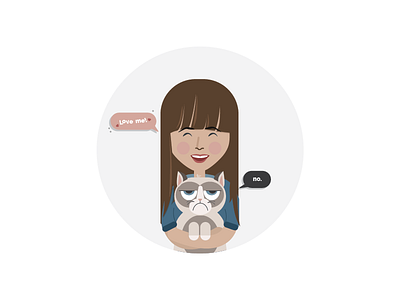 30 Minute Challenge - Grumpy Cat bangs cat character flat grumpy grumpy cat grumpycat illustration me