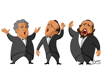 Three Tenors caricature caricature drawing illustration josé carreras luciano pavarotti plácido domingo illustrator vector vector illustration