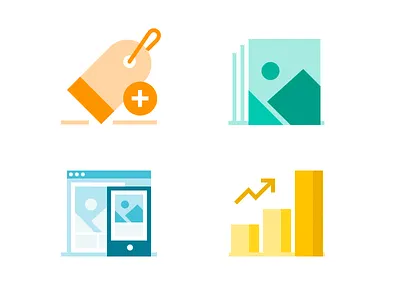 A couple lil' guys flat iconography icons