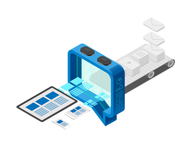 Illustration For Treasure Data Web Page data devices icons illustration image isometric transformation