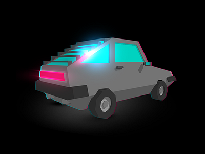 Lowpoly Delorean 3d delorean lowpoly neon render totushi