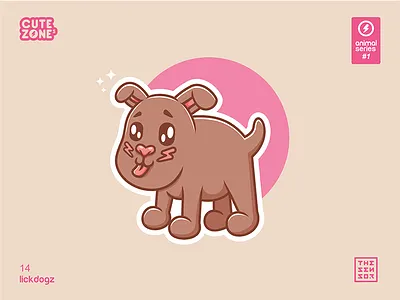 Cutezones Animal Series #1 / 14 Lickdogz animal character characterdesign cute enjoy illustration thesensor vector vectorart