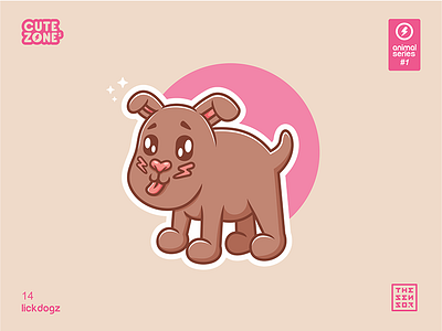 Cutezones Animal Series #1 / 14 Lickdogz animal character characterdesign cute enjoy illustration thesensor vector vectorart