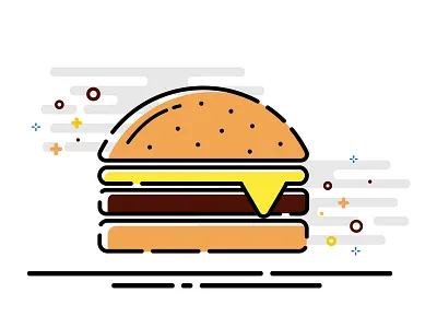 Cheeseburger borders cheese cheeseburger firstillustration flat illustration mbestyle white yellow