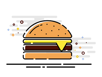 Cheeseburger borders cheese cheeseburger firstillustration flat illustration mbestyle white yellow