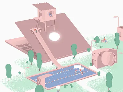 Corporate view B art building color corporate design illustration miniworld trees