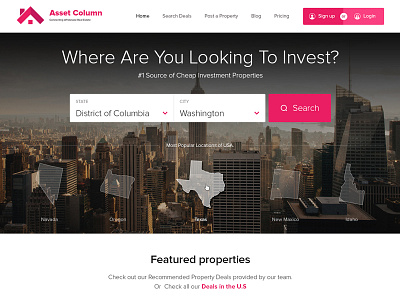 Real estate website design (above the fold) design estate new york properties real search usa website