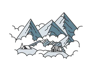 Landscape clouds design icon illustration landscape line mountains simple vector