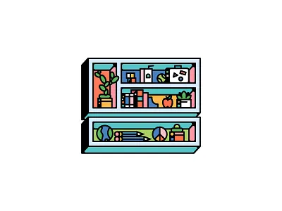 School Shelves apple books globe head peace pencil person plants radio school shelve